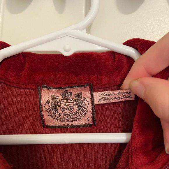 EUC | Juicy Couture girl’s burgundy decorated back track jacket — size 8 - Picture 4 of 7